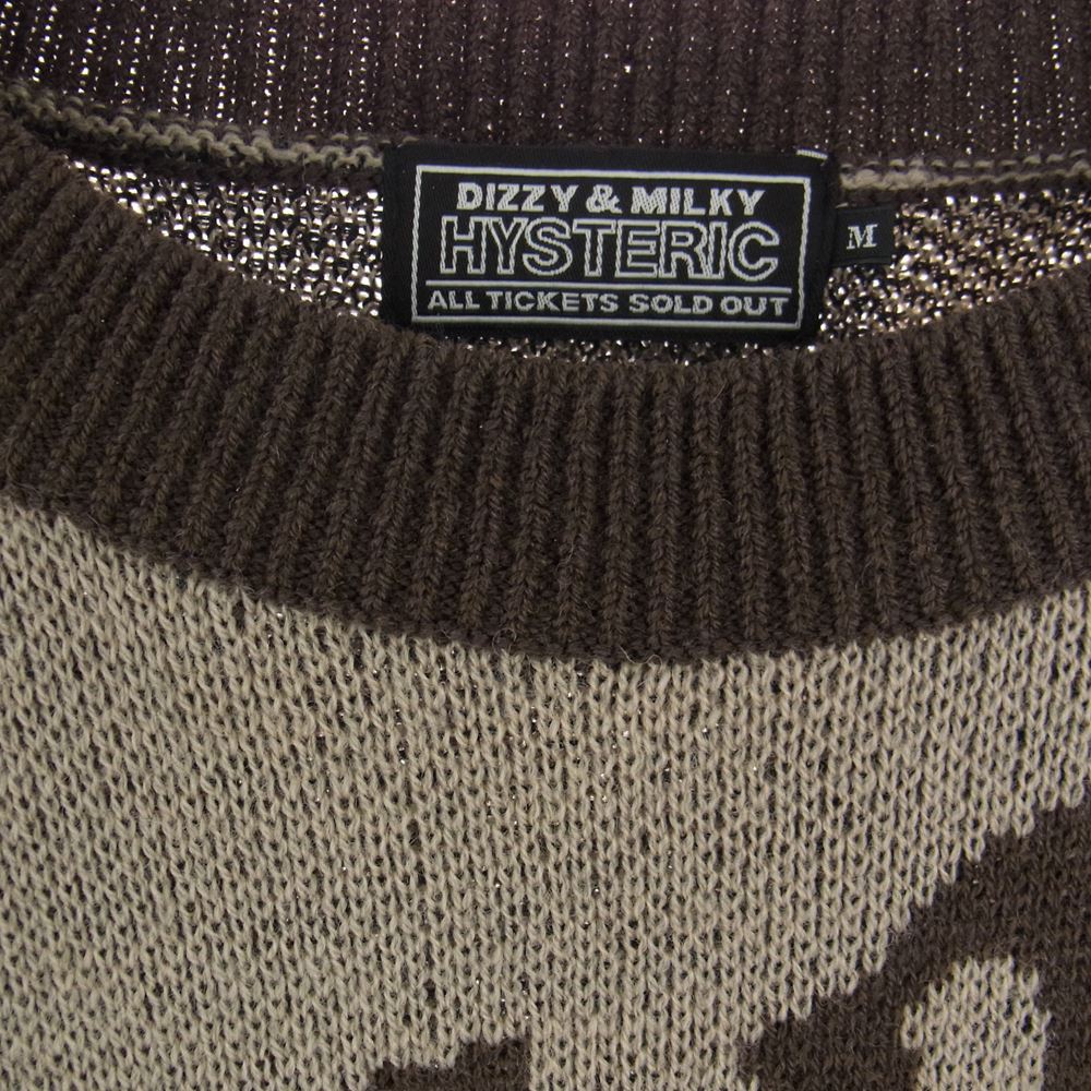 HYSTERIC GLAMOUR ヒステリックグラマー 02213NS05 DIZZY＆MILKY SKULL LEO柄 ジャカード プルオーバー ニット ブラウン系 M【中古】