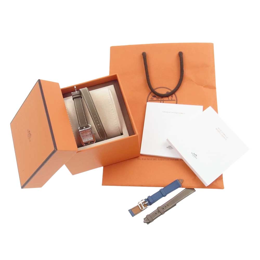 HERMES エルメス CC1.210a 【替えベルト付属】ケープコッド SS ステンレス クォーツ 腕時計 シルバー系【中古】