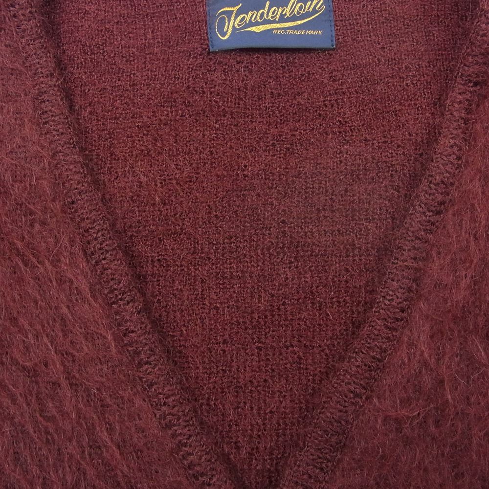 TENDERLOIN テンダーロイン T-MOHAIR CARDIGAN モヘア カーディガン エンジ系 S【中古】