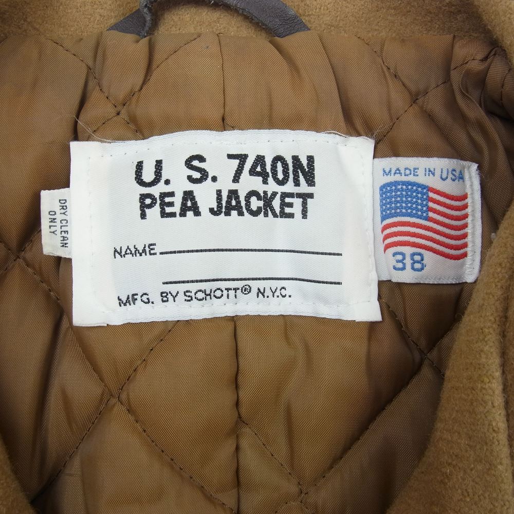 schott ショット U.S.740N PEA JACKET ウール ピー コート ジャケット ベージュ系 38【中古】
