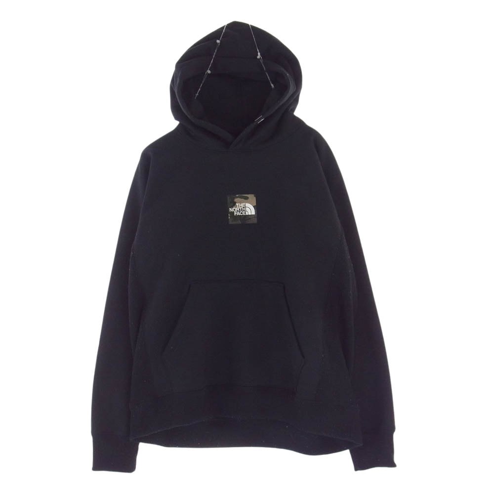 THE NORTH FACE ノースフェイス SQUARE LOGO BIG HOODIE スクエア ロゴ ビッグ フーディ プル オーバー パーカー ブラック系 L【中古】