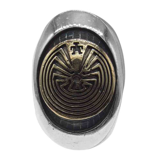 JASON TAKALA ジェイソンタカラ HOPI ホピ族 インディアンジュエリー 14K シルバーコンビ マンインザメイズ リング シルバー系【中古】