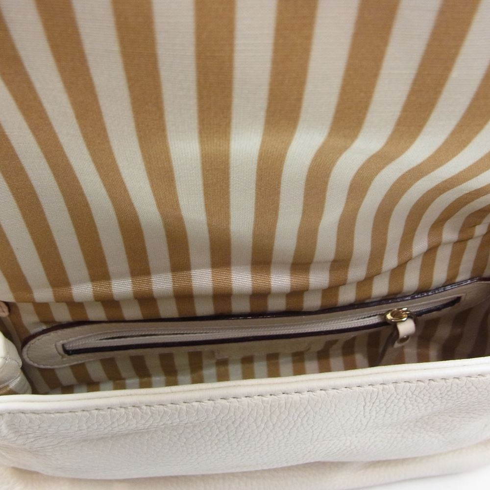 Kate Spade ケイトスペード 正規輸入代理店証明カード付属 024 182138 フラップ レザー ショルダー バッグ オフホワイト系【中古】