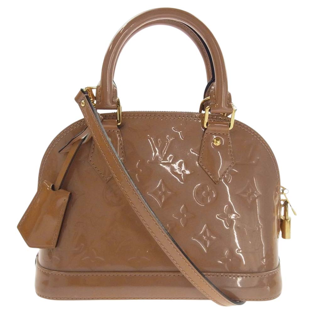 LOUIS VUITTON ルイ・ヴィトン M91585  モノグラム ヴェルニ アルマ BB ハンド ショルダー バッグ ベージュ系【中古】