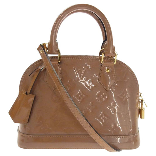 LOUIS VUITTON ルイ・ヴィトン M91585  モノグラム ヴェルニ アルマ BB ハンド ショルダー バッグ ベージュ系【中古】