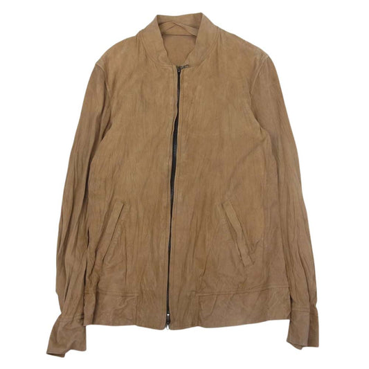 ISAMUKATAYAMA BACKLASH イサムカタヤマバックラッシュ 17SS  1497-06 カンガルー スエード レザー シャツ ジャケット 製品洗い加工 ベージュ系 L【中古】