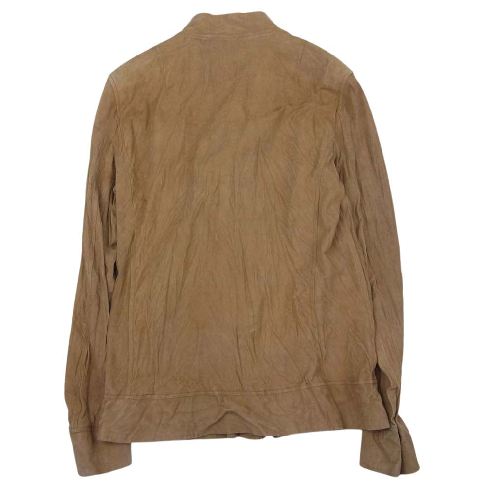 ISAMUKATAYAMA BACKLASH イサムカタヤマバックラッシュ 17SS  1497-06 カンガルー スエード レザー シャツ ジャケット 製品洗い加工 ベージュ系 L【中古】