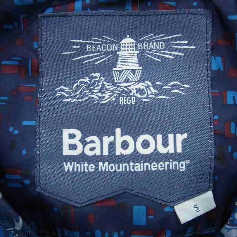 Barbour バブアー × White Mountaineering ホワイトマウンテニアリング FIBRE DOWN JACKET WAVE ウェーブ 波 プリント フィーブル ダウン ジャケット ブルー系 S【中古】