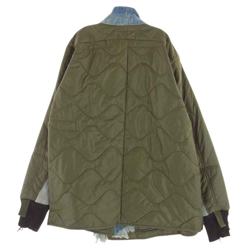 グレッグローレン ARMY LINER PUFFY KIMONO 再構築 アーミー ライナー デニム スウェット パフィ 着物 羽織 ジャケット モスグリーン系 ブルー系 M【中古】