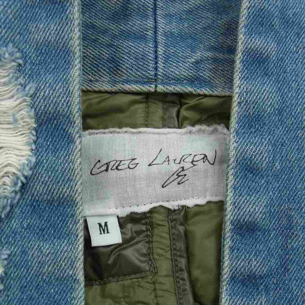 グレッグローレン ARMY LINER PUFFY KIMONO 再構築 アーミー ライナー デニム スウェット パフィ 着物 羽織 ジャケット モスグリーン系 ブルー系 M【中古】