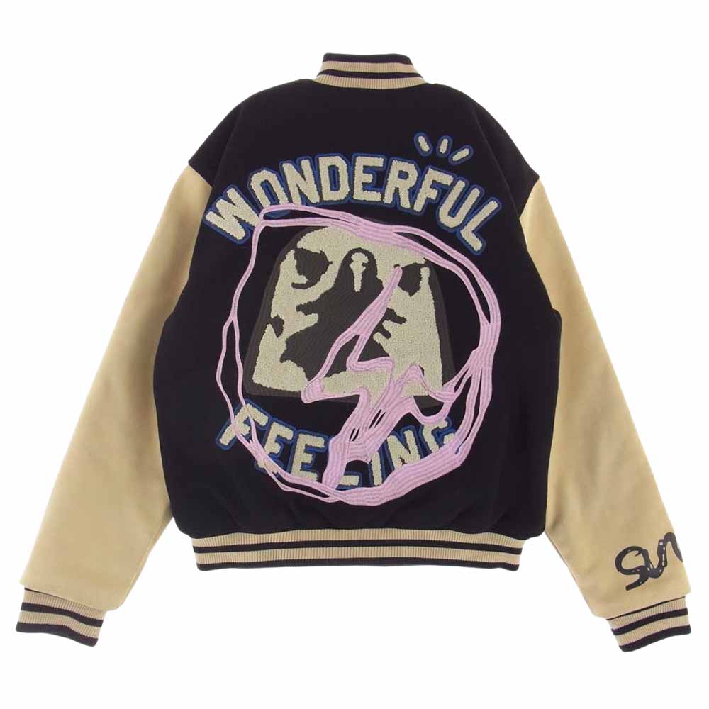 FRAGMENT DESIGN フラグメントデザイン × CACTUS JACK カクタスジャック Manifest Letterman Jacket マニフェスト レターマンジャケット スタジャン スタジアム ジャケット ブラック系 ベージュ系 M【中古】