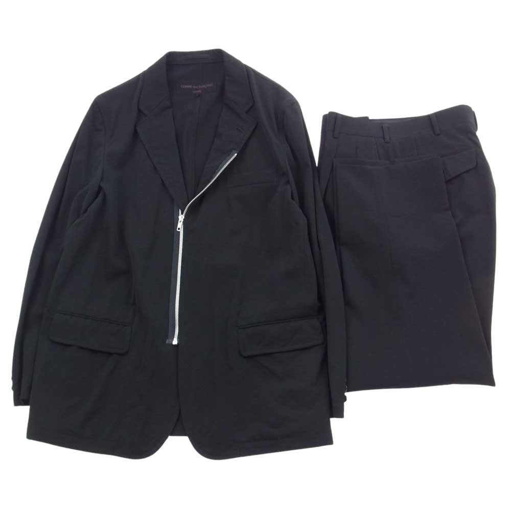 COMME des GARCONS HOMME コムデギャルソンオム AD2000 HJ10001M HP17041M 田中啓一 ジップ テーラード ジャケット 2タック センタープレス スラックス パンツ セットアップ ブラック系 M【中古】