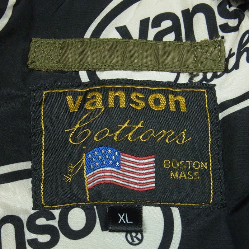 VANSON バンソン N-3B ワッペン ロゴ刺繍 ファーフード フライト ジャケット 中国製 カーキ系 ブラック系 XL【中古】