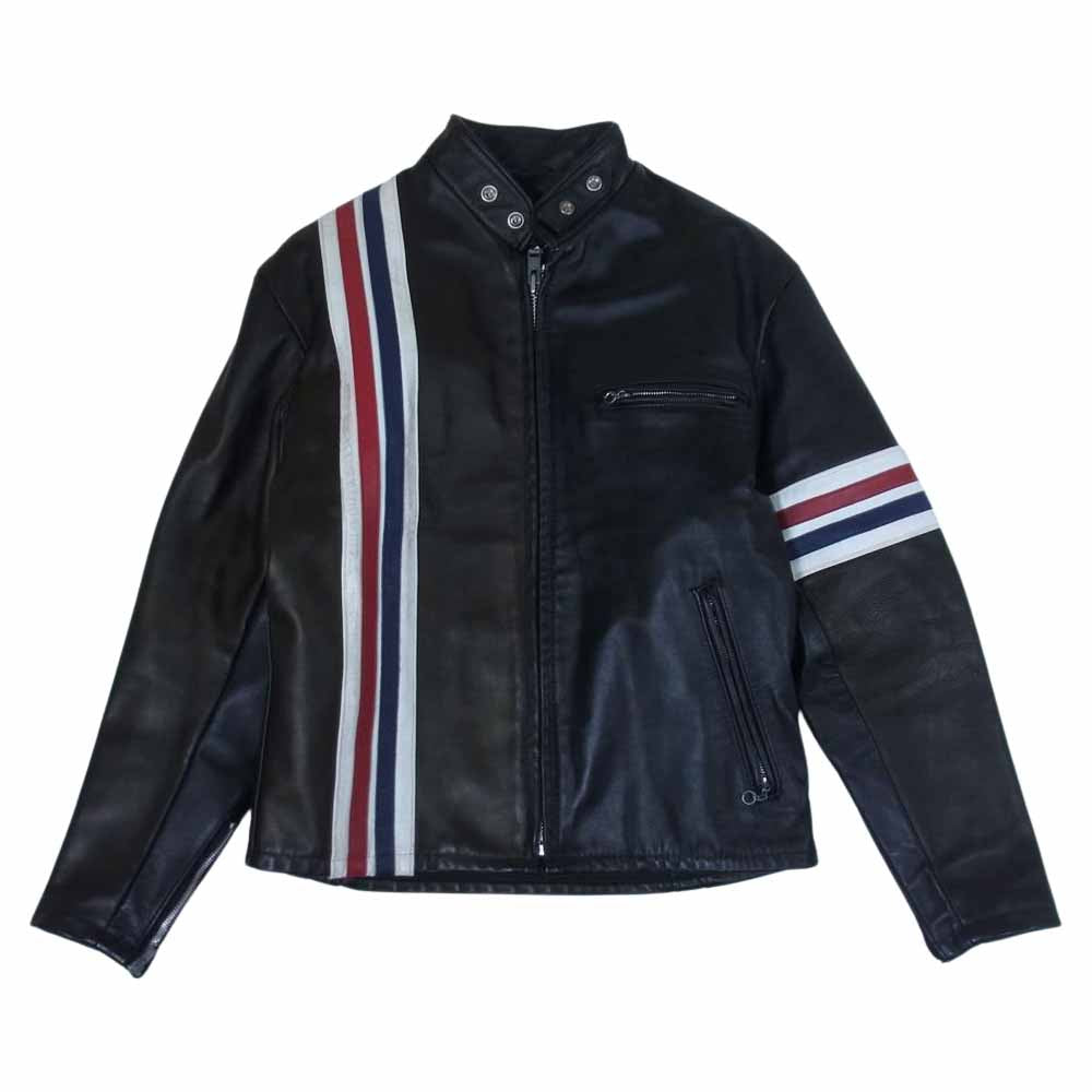 schott ショット AT001 星条旗 2トーン レザー シングルライダースジャケット 黒系×茶系 40【中古】