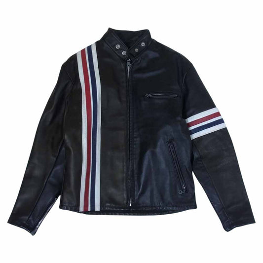 schott ショット AT001 星条旗 2トーン レザー シングルライダースジャケット 黒系×茶系 40【中古】