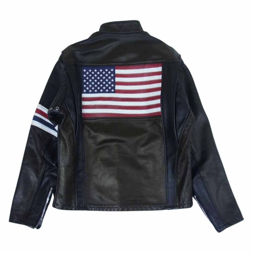 schott ショット AT001 星条旗 2トーン レザー シングルライダースジャケット 黒系×茶系 40【中古】