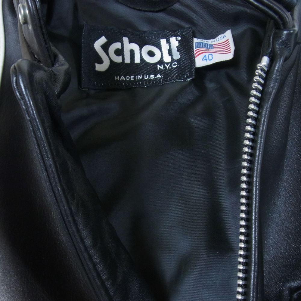 schott ショット AT001 星条旗 2トーン レザー シングルライダースジャケット 黒系×茶系 40【中古】