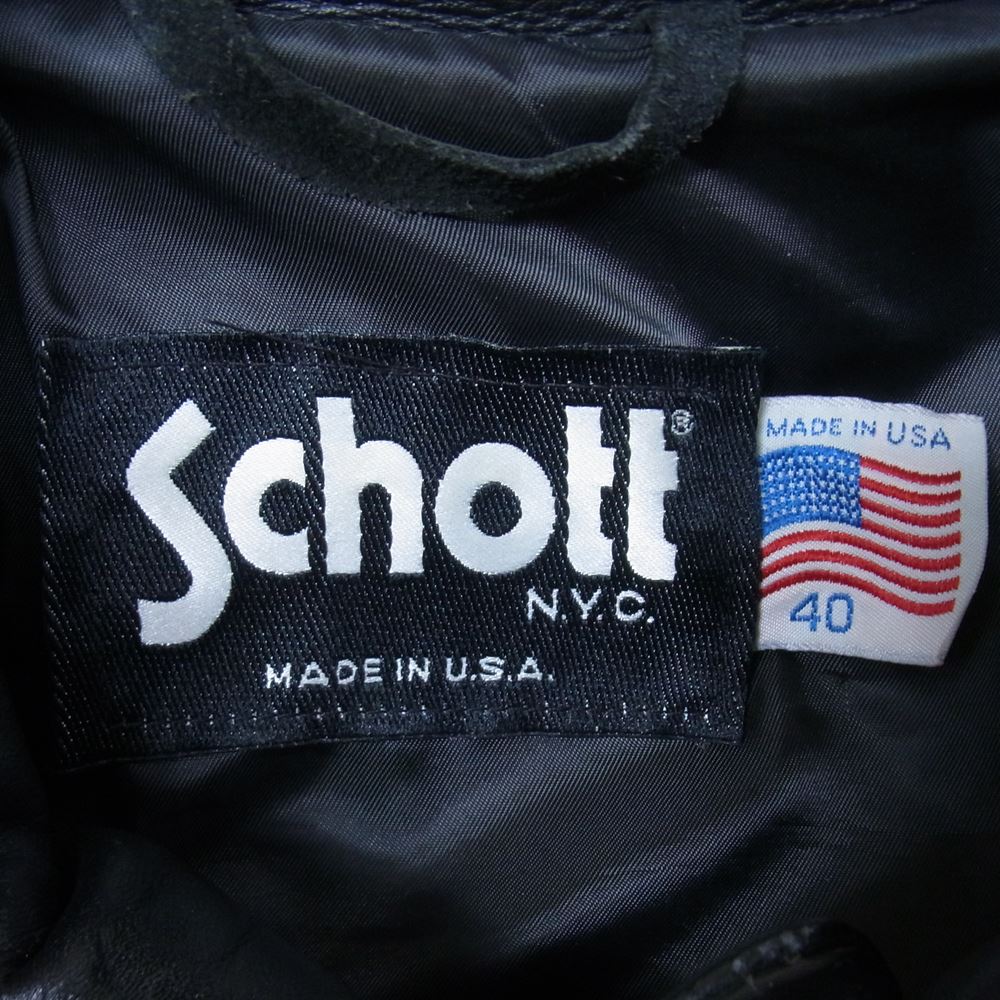 schott ショット AT001 星条旗 2トーン レザー シングルライダースジャケット 黒系×茶系 40【中古】