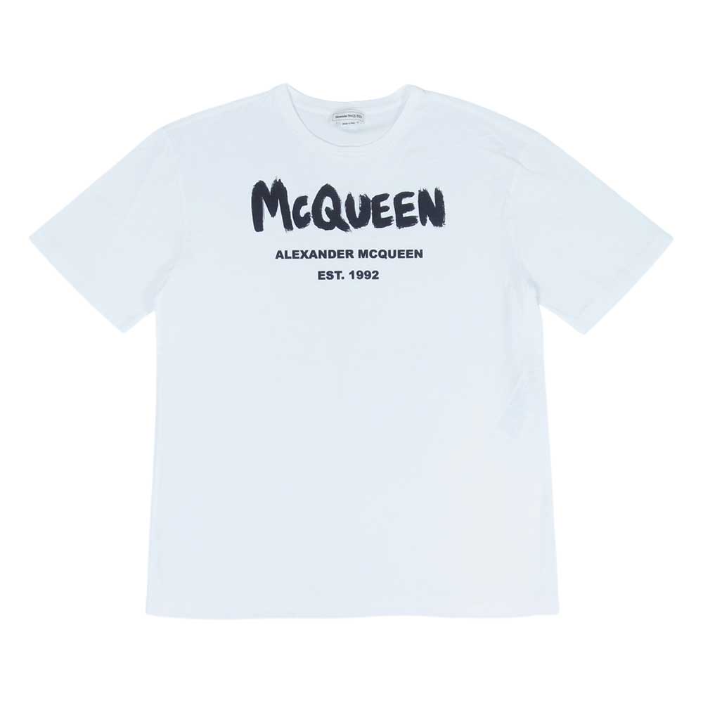 Alexander McQueen アレキサンダーマックイーン 50018 ケリングジャパンタグ GRAFFITI グラフィティ ペイント ロゴプリント クルーネック 半袖 Tシャツ ホワイト系 40【中古】