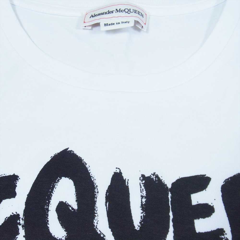 Alexander McQueen アレキサンダーマックイーン 50018 ケリングジャパンタグ GRAFFITI グラフィティ ペイント ロゴプリント クルーネック 半袖 Tシャツ ホワイト系 40【中古】