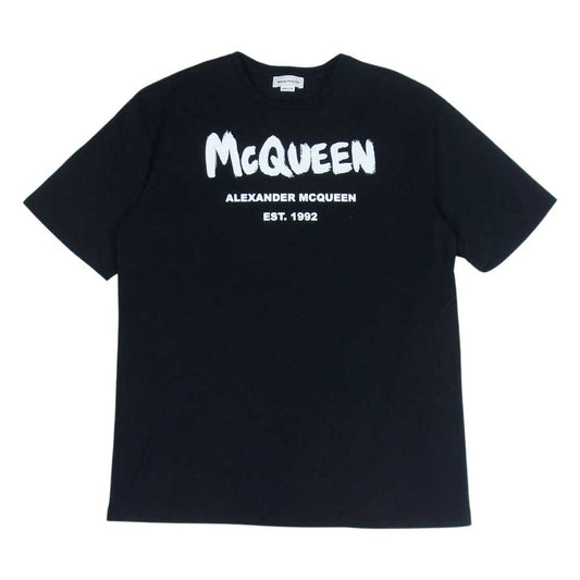 Alexander McQueen アレキサンダーマックイーン 50018 ケリングジャパンタグ GRAFFITI グラフィティ ペイント ロゴプリント クルーネック 半袖 Tシャツ ブラック系 40【中古】