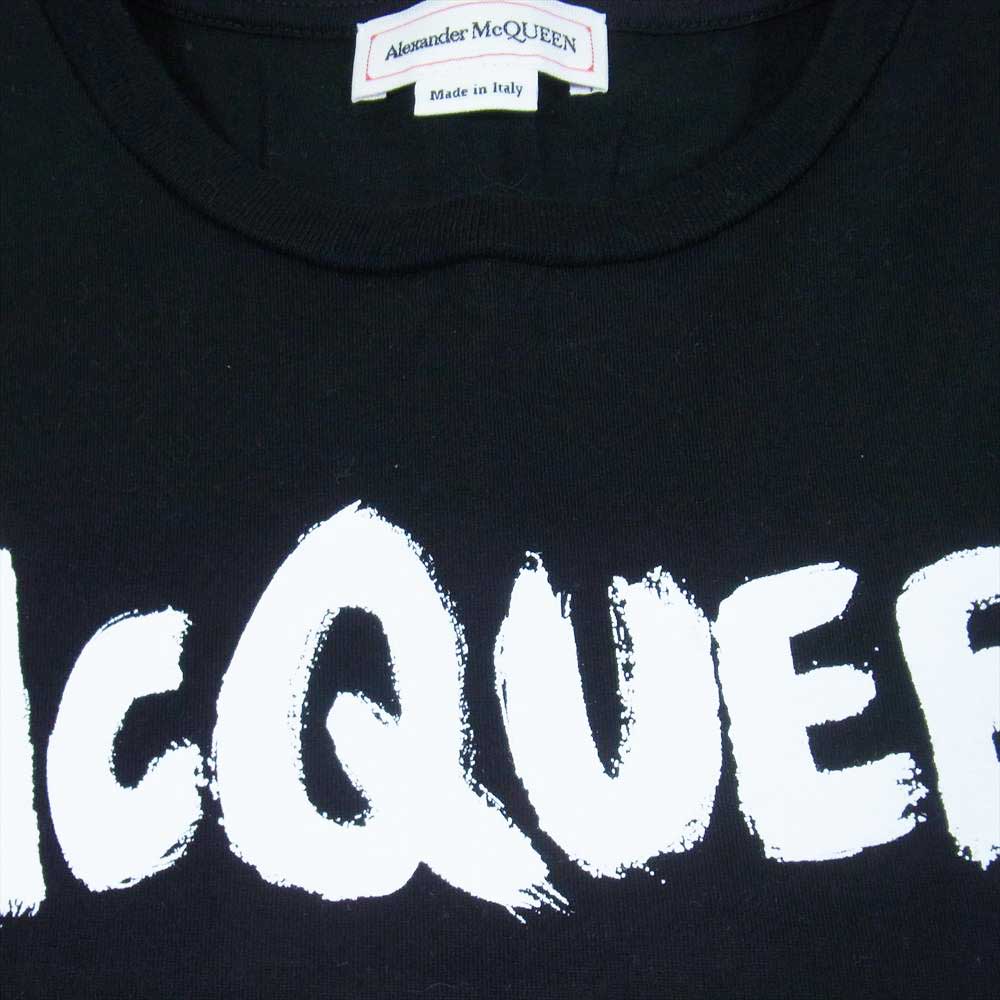Alexander McQueen アレキサンダーマックイーン 50018 ケリングジャパンタグ GRAFFITI グラフィティ ペイント ロゴプリント クルーネック 半袖 Tシャツ ブラック系 40【中古】