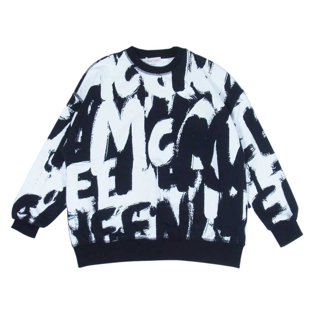 Alexander McQueen アレキサンダーマックイーン 50018 ケリングジャパンタグ GRAFFITI Sweatshirt グラフィティ ペイント ロゴ クルーネック スウェット ブラック系 36【中古】