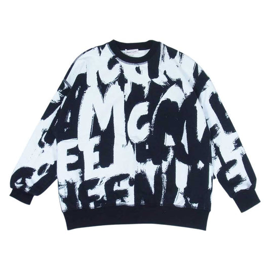 Alexander McQueen アレキサンダーマックイーン 50018 ケリングジャパンタグ GRAFFITI Sweatshirt グラフィティ ペイント ロゴ クルーネック スウェット ブラック系 36【中古】