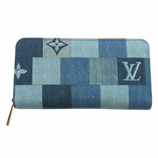 LOUIS VUITTON ルイ・ヴィトン M44938 モノグラム デニム スクエア パッチワーク ジッピー ウォレット 長財布 インディゴブルー系【中古】