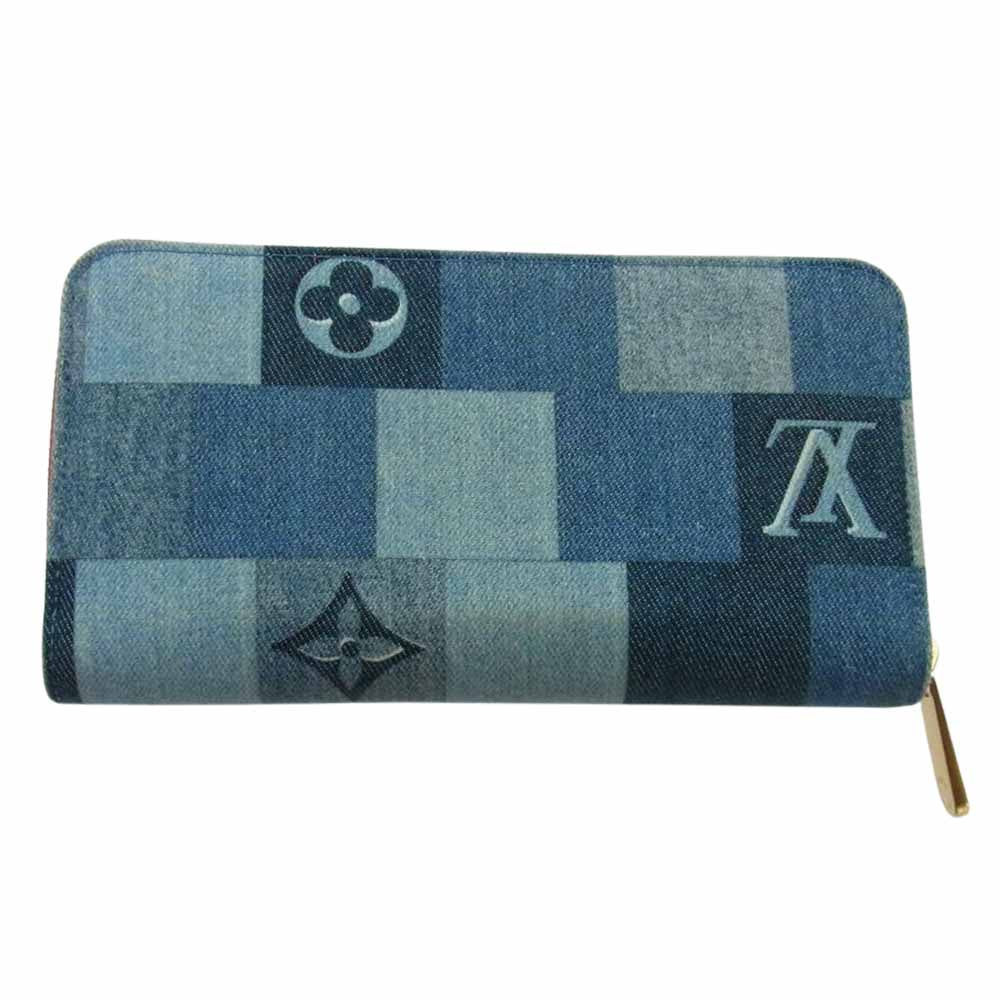 LOUIS VUITTON ルイ・ヴィトン M44938 モノグラム デニム スクエア パッチワーク ジッピー ウォレット 長財布 インディゴブルー系【中古】