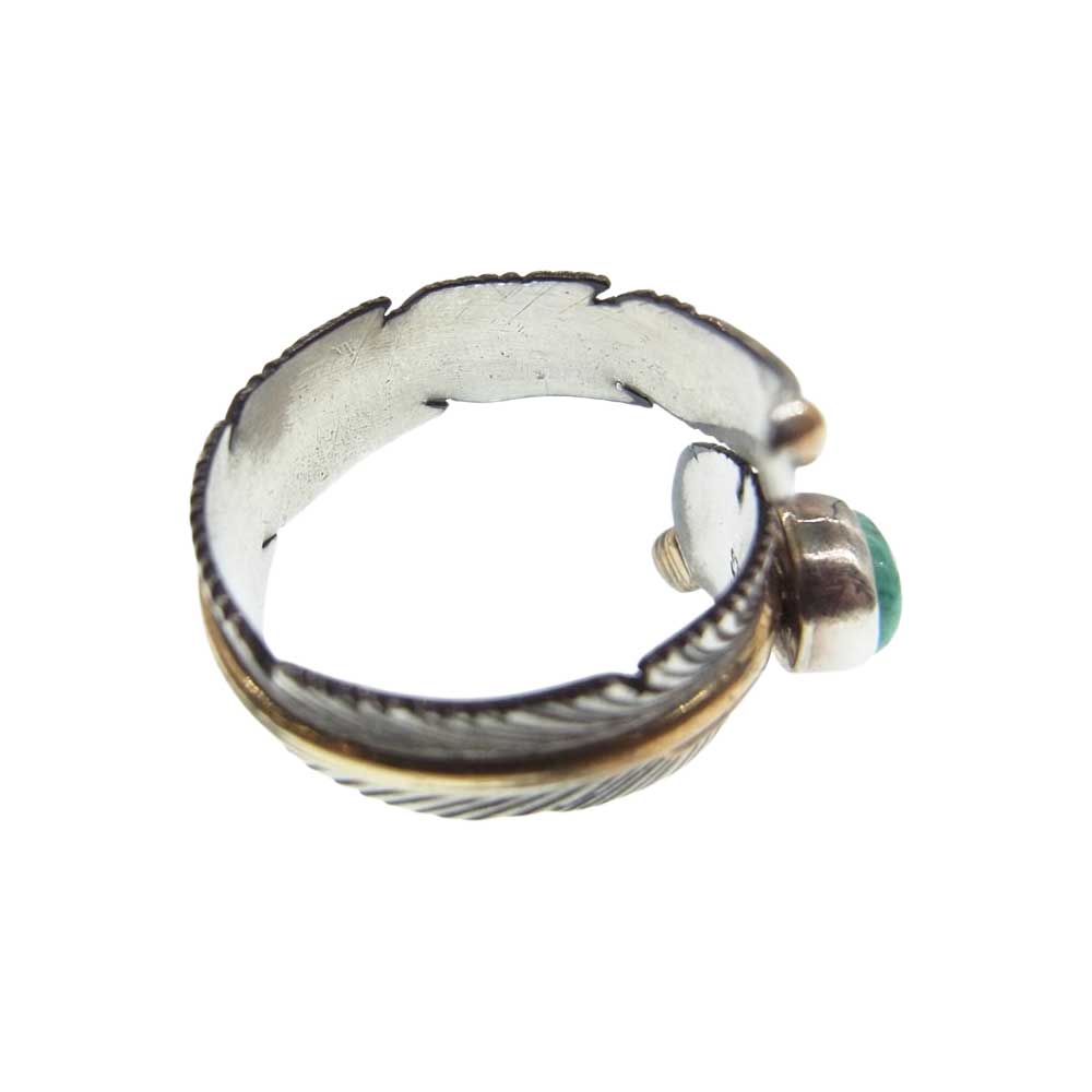 ハーヴィーメイス NAVAJO ナバホ 12KGF ターコイズ フェザー リング 約20号【中古】