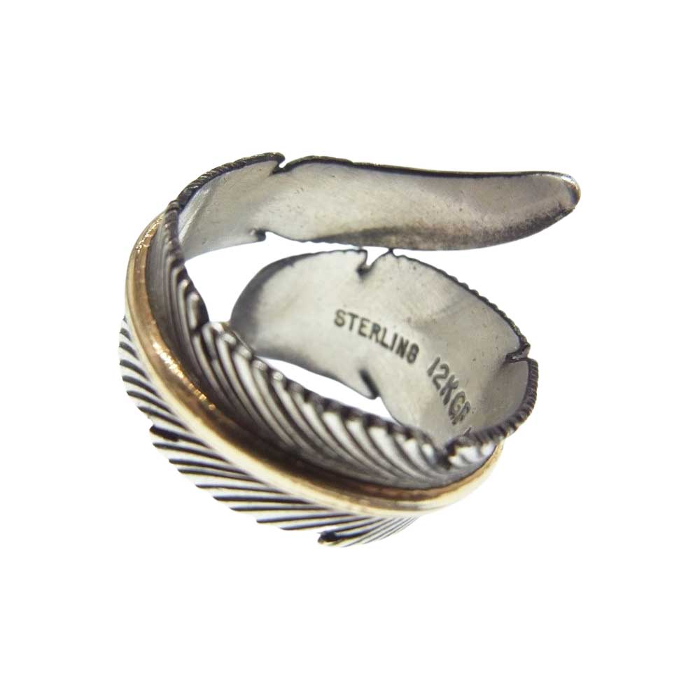 ハーヴィーメイス NAVAJO ナバホ 12KGF ターコイズ フェザー リング 約20号【中古】