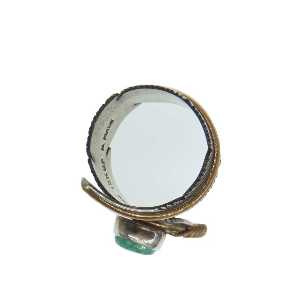 ハーヴィーメイス NAVAJO ナバホ 12KGF ターコイズ フェザー リング 約20号【中古】