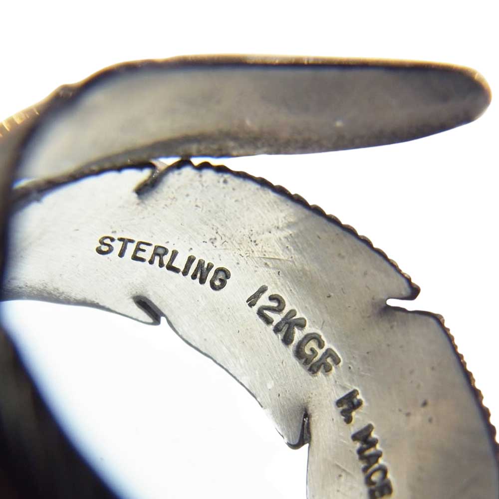 ハーヴィーメイス NAVAJO ナバホ 12KGF ターコイズ フェザー リング 約20号【中古】