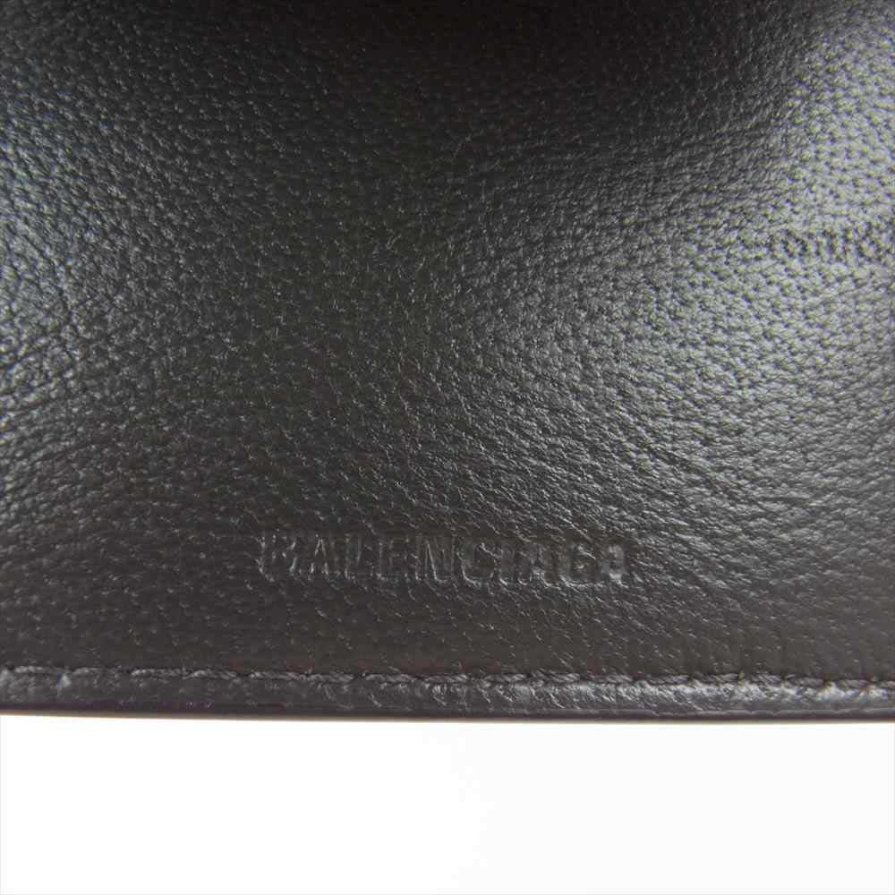 BALENCIAGA バレンシアガ 601350 1309 U 5840 Cash Mini Wallet クロコ型押し キャッシュ ミニ ウォレット 三つ折り 財布 ブラック系【中古】