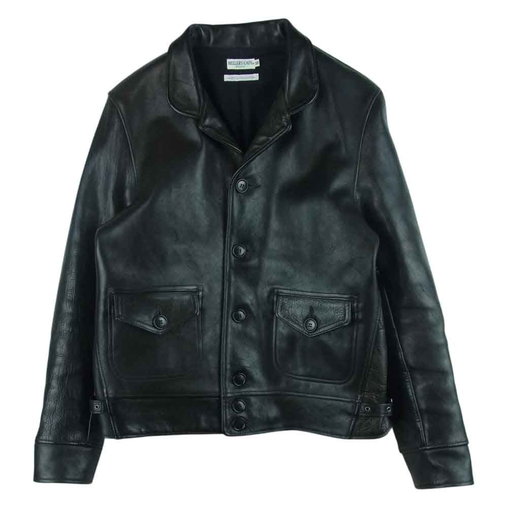WAREHOUSE ウエアハウス HELLER'S CAFE ヘラーズカフェ 1930s ショート ホースハイド スポーツ レザー ジャケット ブラック系 38【中古】