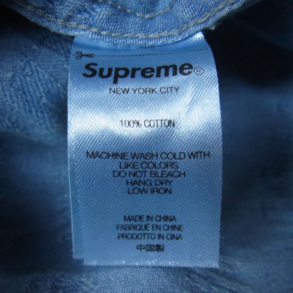 Supreme シュプリーム 21SS Warp Jacquard Logos Denim Shirt ワープ ジャカード ロゴ デニム 長袖 シャツ インディゴブルー系 L【美品】【中古】