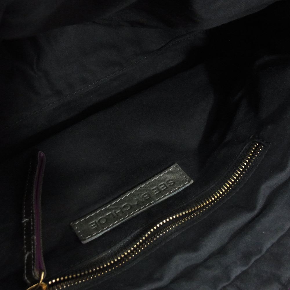 SEE BY CHLOE シーバイクロエ パテントレザー 2WAY デイトリッパー ショルダー トートバッグ パープル パープル系【中古】