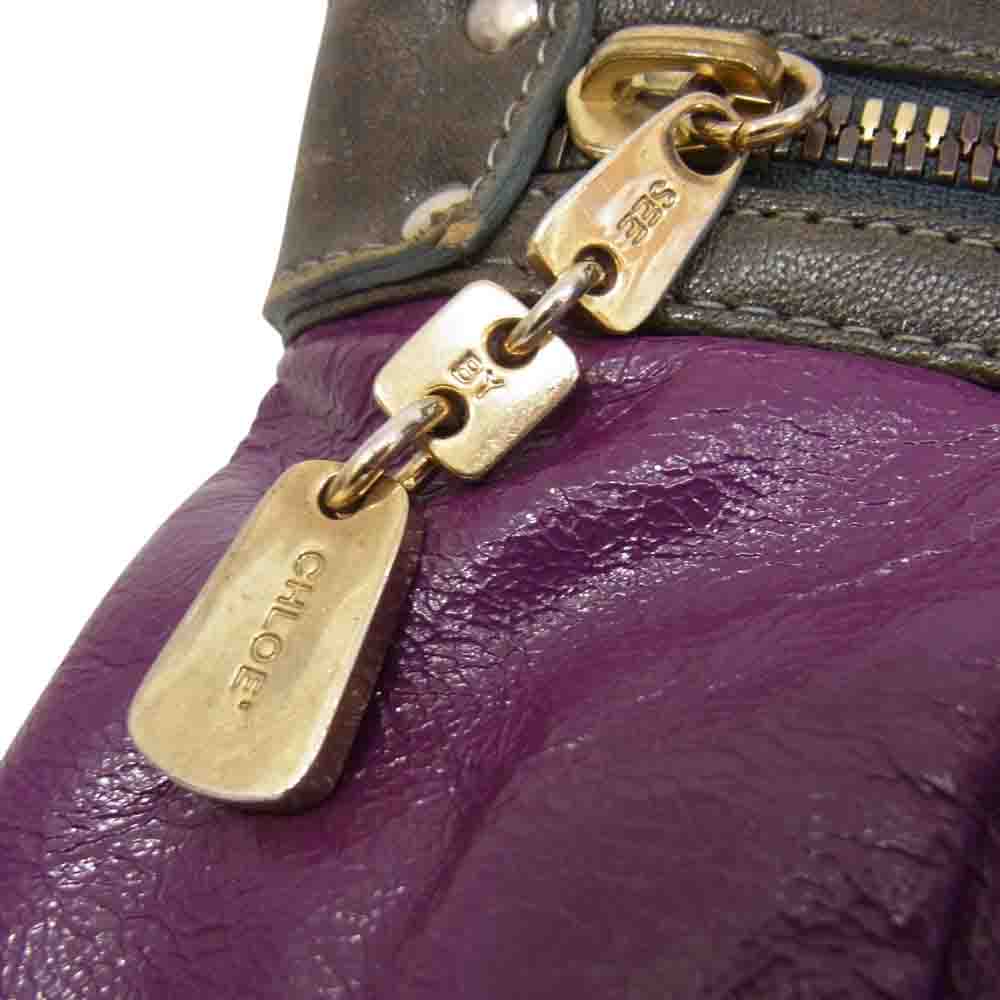 SEE BY CHLOE シーバイクロエ パテントレザー 2WAY デイトリッパー ショルダー トートバッグ パープル パープル系【中古】