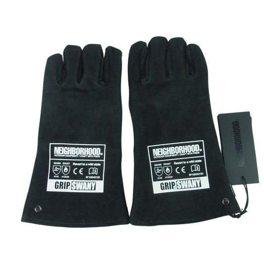 NEIGHBORHOOD ネイバーフッド 22AW 222GYGYN-AC03 GRIP SWANY TAKIBI GLOVE.CL カウ レザー タキビ グローブ 手袋 ブラック系【極上美品】【中古】