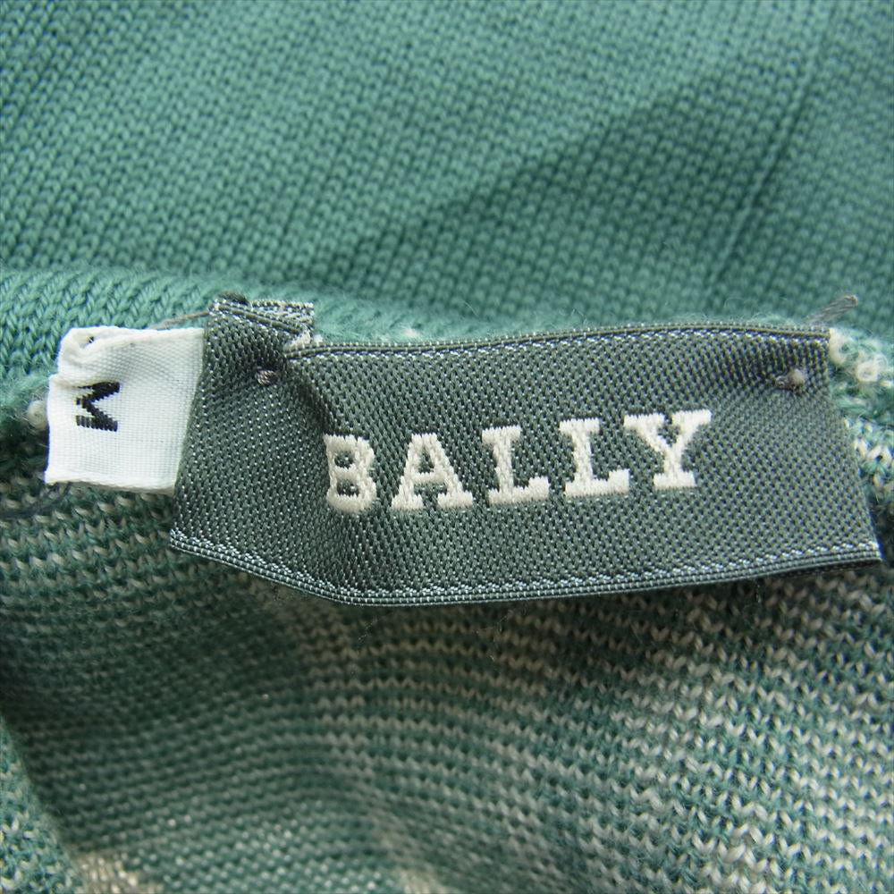 BALLY バリー 1370592 イタリア製 ウール100％ ボタンレス フード付き カーディガン ケープ ポンチョ パーカー グリーン系 M【中古】