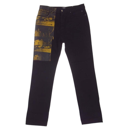 カルバンクライン 18SS RAFSIMONS ラフシモンズ期 ANDY WARHOL アンディウォーホル Green Disaster 10 times ペイント加工 デニムパンツ ブラック系 34【中古】