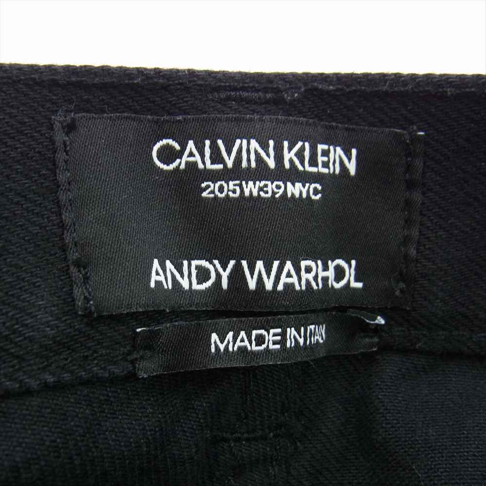 カルバンクライン 18SS RAFSIMONS ラフシモンズ期 ANDY WARHOL アンディウォーホル Green Disaster 10 times ペイント加工 デニムパンツ ブラック系 34【中古】