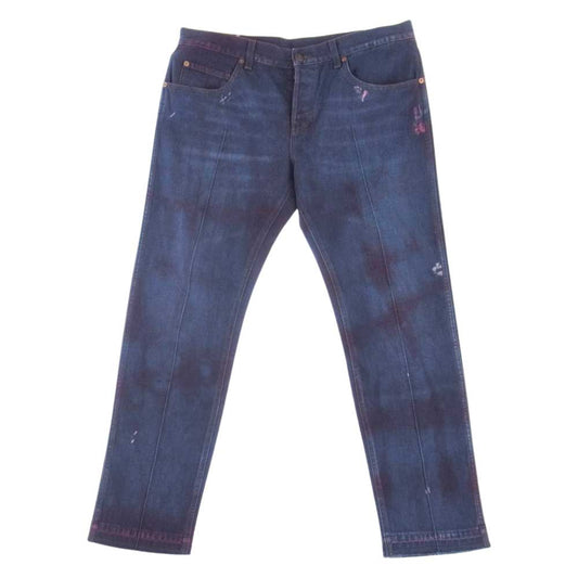 GUCCI グッチ 18AW 475254 ブリーチ加工 カットオフ センタープレス デニムパンツ ジーンズ ブルー系 ピンク系 38【中古】