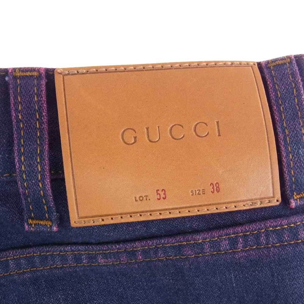 GUCCI グッチ 18AW 475254 ブリーチ加工 カットオフ センタープレス デニムパンツ ジーンズ ブルー系 ピンク系 38【中古】
