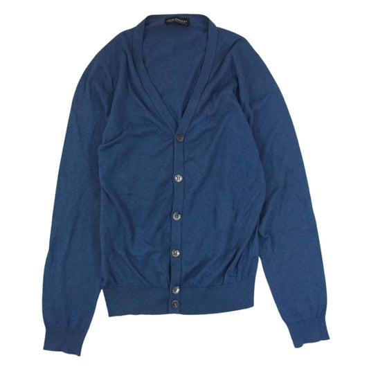JOHN SMEDLEY ジョンスメドレー コットン100％ 5B Vネック カーディガン ブルー系 S【中古】