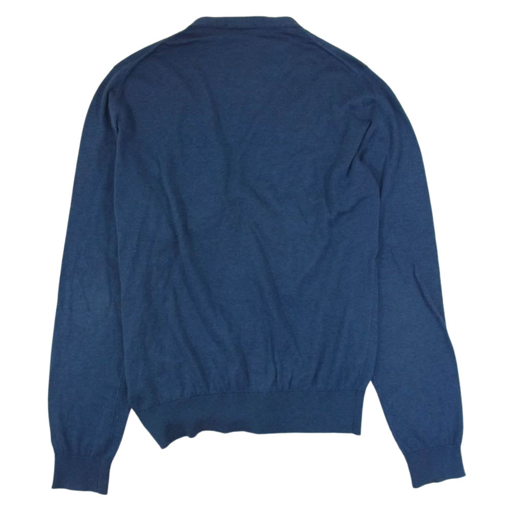 JOHN SMEDLEY ジョンスメドレー コットン100％ 5B Vネック カーディガン ブルー系 S【中古】