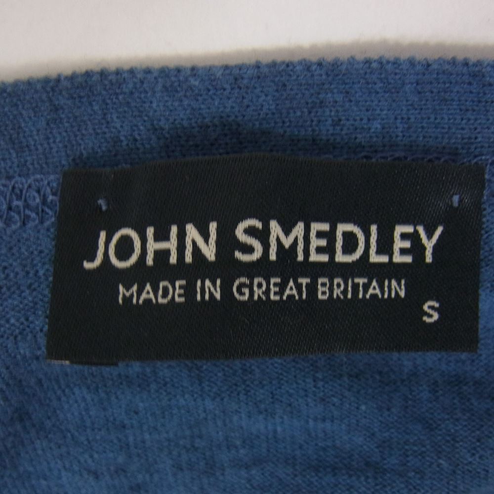 JOHN SMEDLEY ジョンスメドレー コットン100％ 5B Vネック カーディガン ブルー系 S【中古】