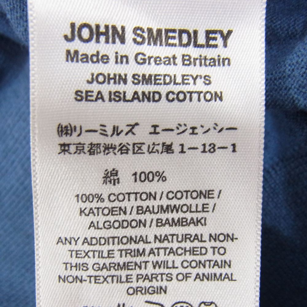 JOHN SMEDLEY ジョンスメドレー コットン100％ 5B Vネック カーディガン ブルー系 S【中古】