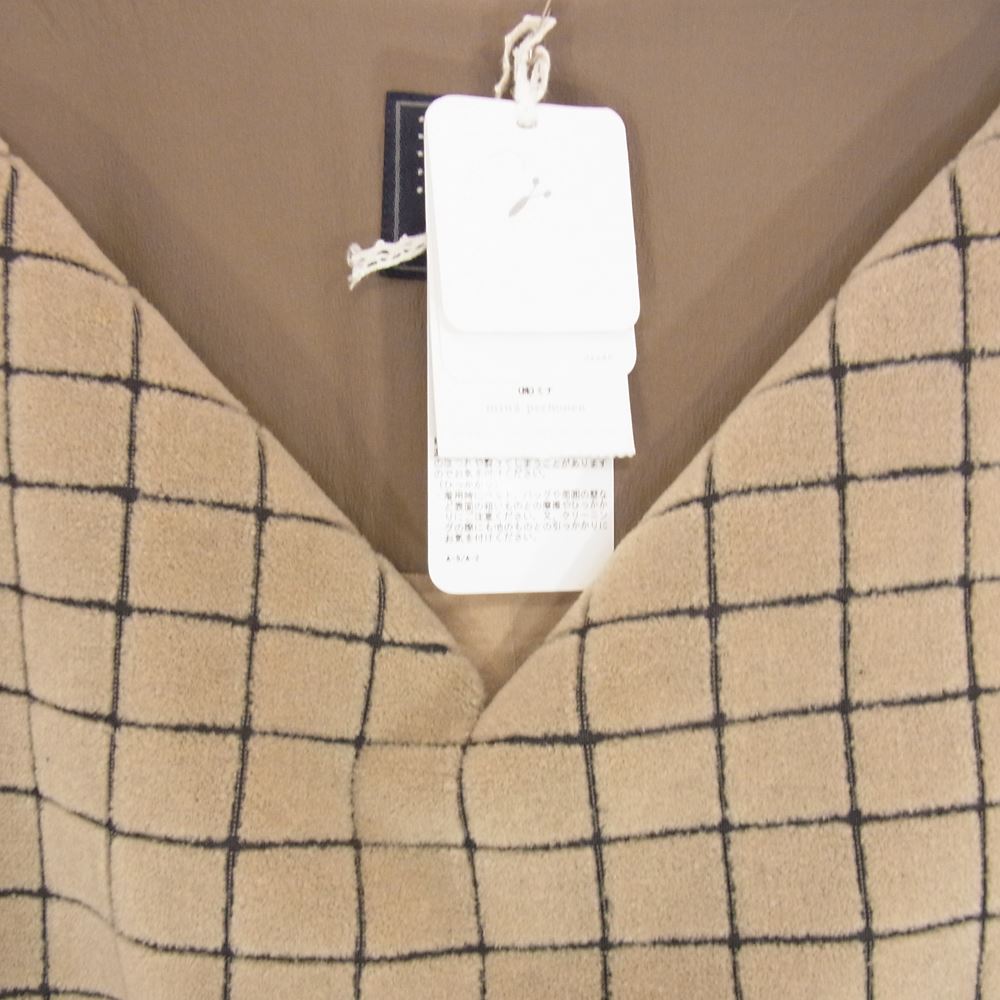 mina perhonen ミナペルホネン ta3257 moss tile モスタイル スキッパー ワンピース ベージュ系 36【新古品】【未使用】【中古】